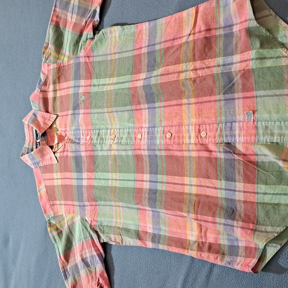 Men's Ralph Lauren Madras Plaid Short Sleeve Shirt, Size Small